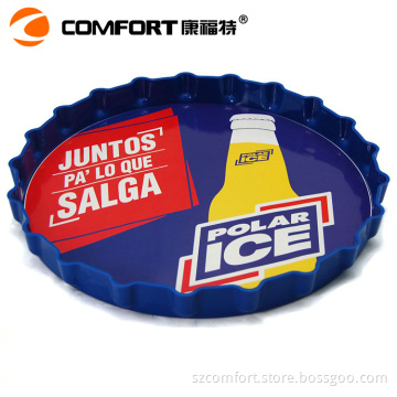 Plastic beer cap shaped serving tray